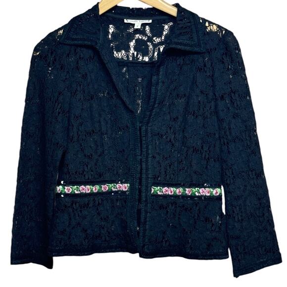Nanette Lepore Black Lace Sequin Blazer/Jacket Size 8 - Picture 1 of 11